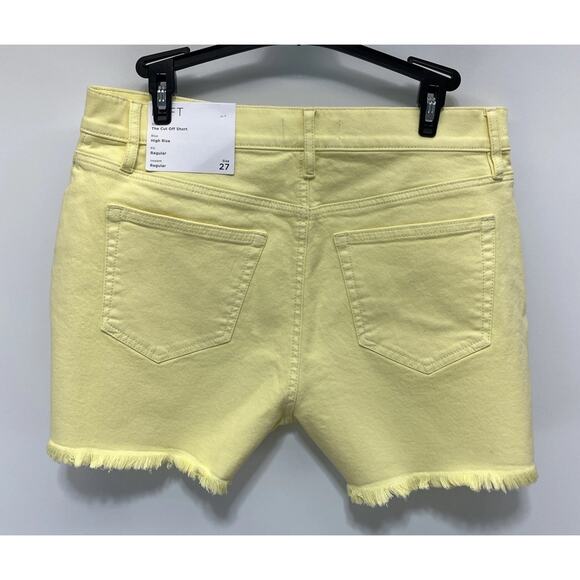 LOFT The Cut Off Short Yellow Denim High Rise 4" Inseam Cotton Stretch NWT Sz 27 - Picture 1 of 8